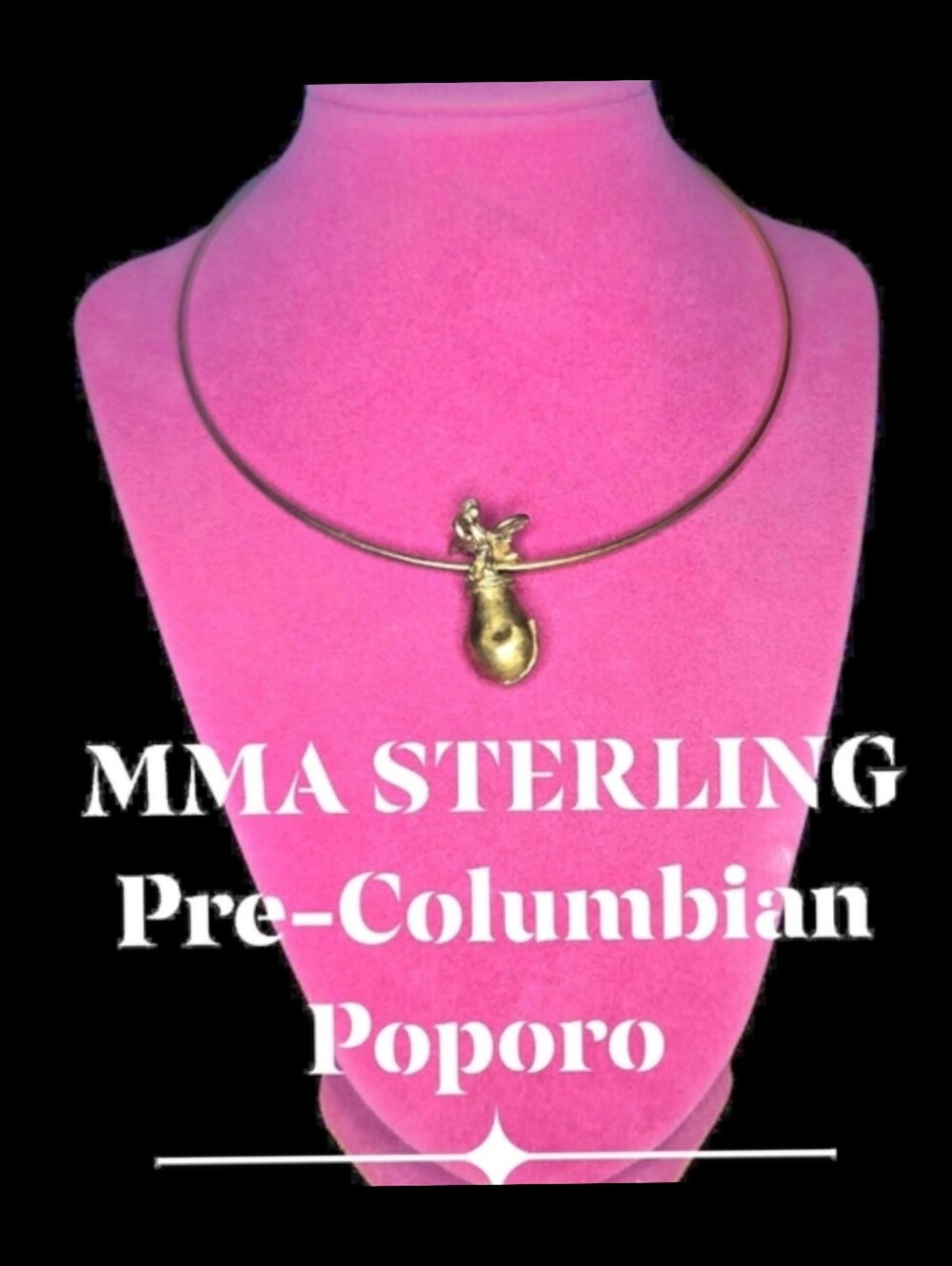 Sterling Metropolitan Museum of ART Pre-Columbian Poporo Bell Necklace Replica